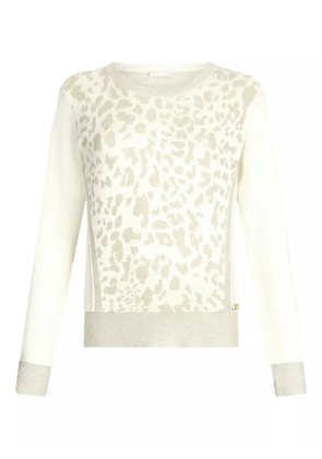 LIU JO animal-print jacquard jumper - White