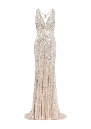 Jenny Packham Raquel sequin-embellished gown - Neutrals
