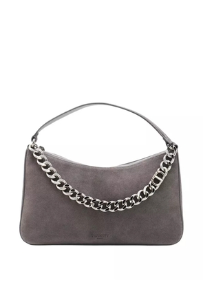 TWINSET Liliane chain-embellished suede shoulder bag - Grey