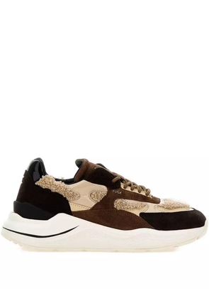 D.A.T.E. shiny leather teddy sneakers - Brown