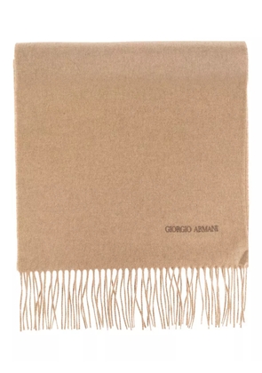 Giorgio Armani fringed wool scarf - Neutrals