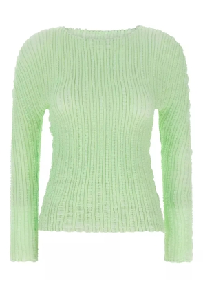 Issey Miyake pleated boat-neck top - Green