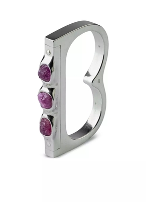 Parts of Four sterling silver ruby double ring