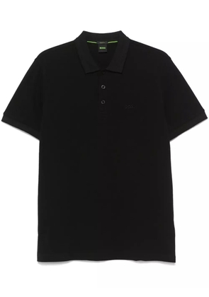 BOSS logo-embroidered polo shirt - Black