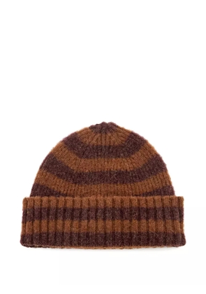 Howlin' striped ribbed-knit beanie - Brown