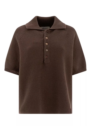 UMARMUNG ribbed-collar buttoned polo top - Brown