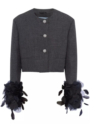 Prada feather-trimmed wool cropped jacket - Grey