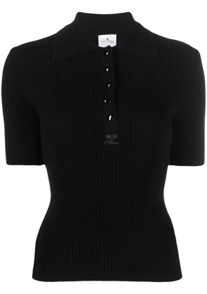 Courrèges ribbed-knit short-sleeve top - Black
