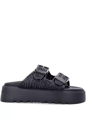 Casadei Birkly plaid-embellished platform sandals - Black