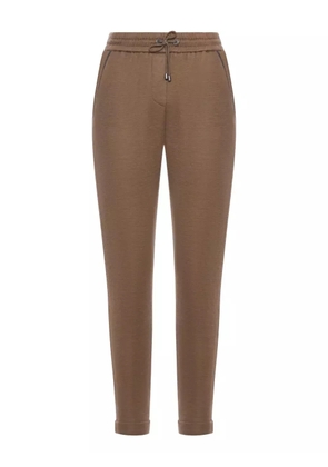 Brunello Cucinelli drawstring-waist tapered trousers - Brown