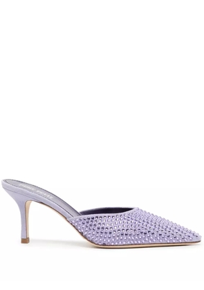 Paris Texas Hollywood 75mm crystal-embellished mules - Purple