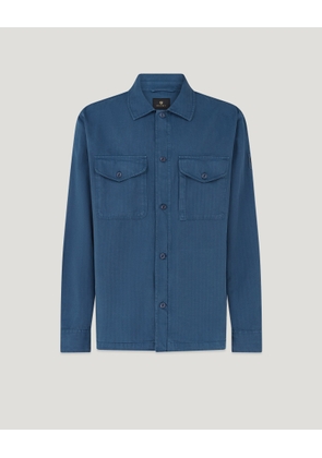 Belstaff Cs60 Overshirt Men's Garment Dye Cotton Blend Insignia Blue Size L