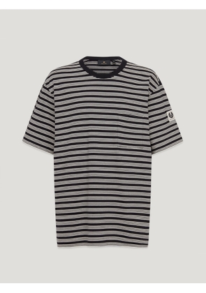 Belstaff Drum T-shirt- Rail Stripe Men's Yarn Dye Jersey Stripes Black / Stone Beige Size 2XL