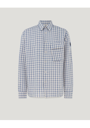 Belstaff Scale Shirt Men's Shoreline Gingham Blue Flint / Stone Beige Size 3XL