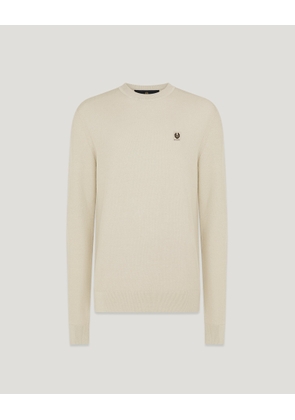 Belstaff Drift Crewneck Jumper Men's Cotton Silk Blend Stone Beige Size S