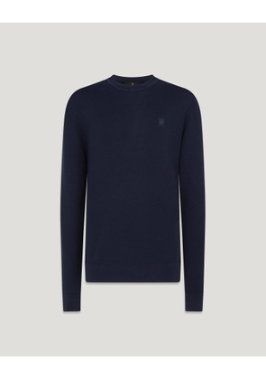 Belstaff Drift Crewneck Jumper Men's Cotton Silk Blend Dark Ink Size XS