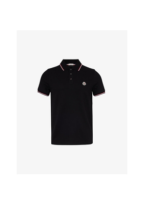 Mens Moncler Brand-Patch Split-Hem Cotton-Piqué Polo Shirt