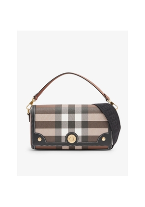 Womens Burberry Note Check-Print Woven Cross-Body Bag