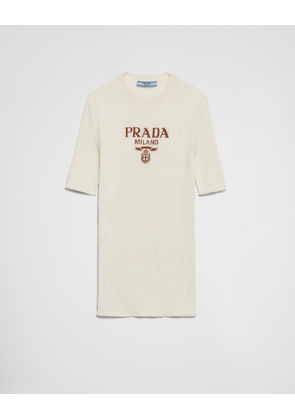 Silk crew-neck sweater with logo