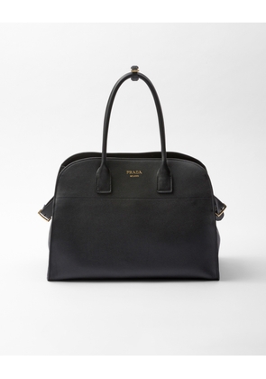 Large leather tote bag with buckles