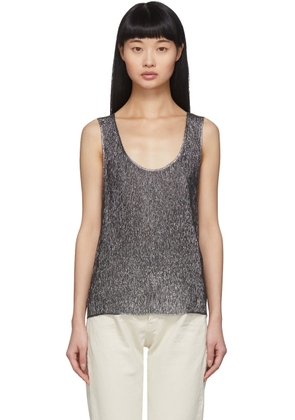 Saint Laurent Silver Lamé Jersey Tank Top