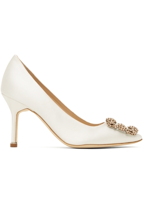 Manolo Blahnik White Hangisi Heels