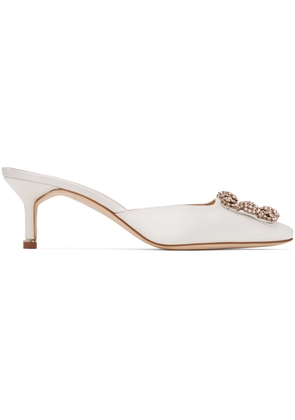 Manolo Blahnik White Hangisimu Mules