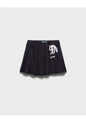 Pleated stretch drill miniskirt