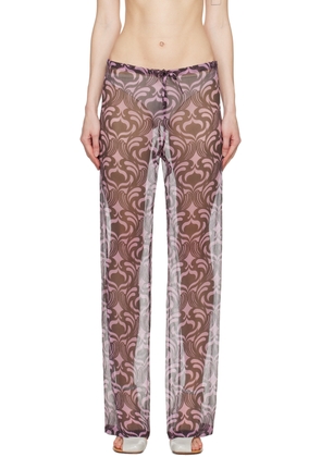 Dries Van Noten Black & Pink Printed Trousers