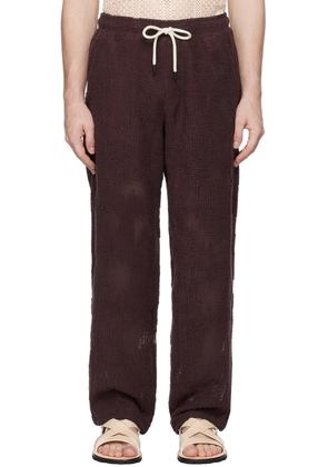 OAS Burgundy Ayora Crochet Sweatpants