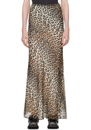 GANNI Brown Leopard Print Maxi Skirt