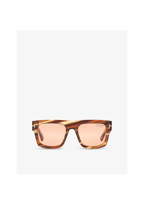 Tom Ford Tr001917 Fausto Square-Frame Tortoise Acetate Sunglasses
