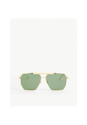 Womens Bottega Veneta Bv1012S 60 Aviator-Frame Metal Sunglasses