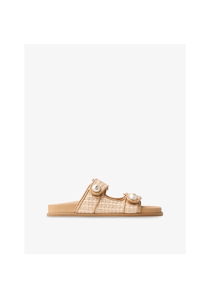 Womens Jimmy Choo Fayence Raffia Flat Sandals