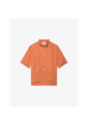 Womens Zadig&Voltaire Short-Sleeved Frill-Collar Satin Shirt