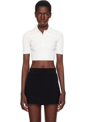 Courrèges White Cropped Knit Polo