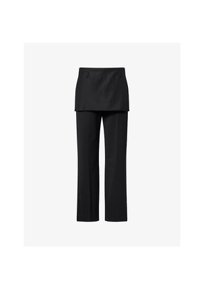Womens Toteme Skirt-Embellishment Straight-Leg Wool Trousers