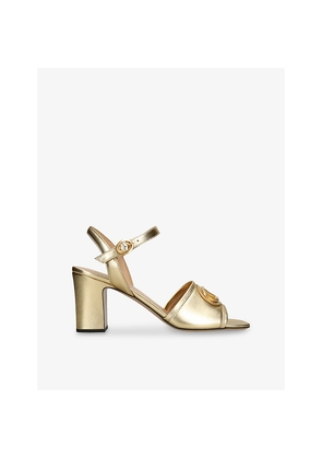 Womens Valentino Garavani Vlogo Signature 75 Metallic-Leather Heeled Sandals