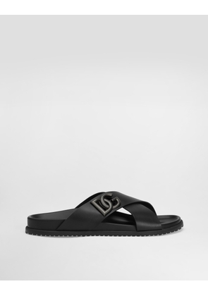 Dolce & Gabbana Calfskin Sandal - Man Sandals And Slides Black 40