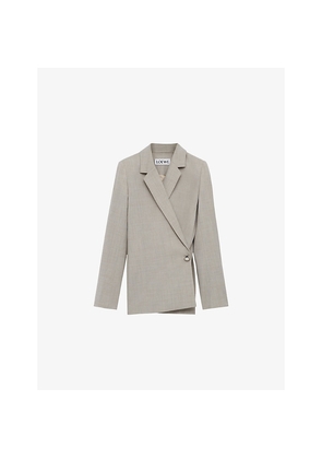 Womens Loewe Tailored Wrap-Over Wool Blazer