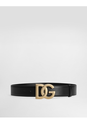 Dolce & Gabbana Calfskin Belt With Dg Logo - Woman Belts Black Leather 65