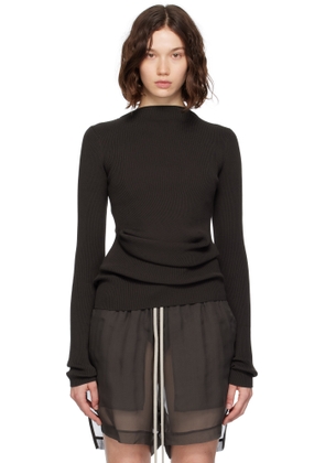Rick Owens Brown Concordians Ribbed Knit Babel Sweater