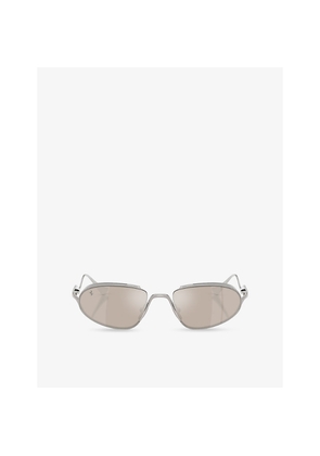 Womens Ferrari Fh1022T Oval-Frame Metal Sunglasses