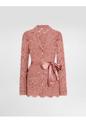 Dolce & Gabbana Floral Cordonetto Lace Pajama Shirt With Dg Logo - Woman Shirts And Tops Pink 40