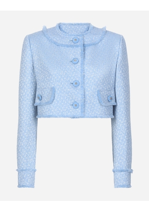 Dolce & Gabbana Short Raschel Wool Tweed Jacket - Woman Coats And Jackets Azure 44