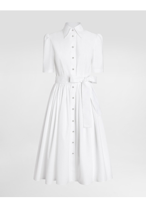 Dolce & Gabbana Cotton Calf-length Shirt Dress - Woman Dresses White 42