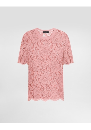 Dolce & Gabbana Short-sleeved Cordonetto Lace T-shirt - Woman Shirts And Tops Pink 36