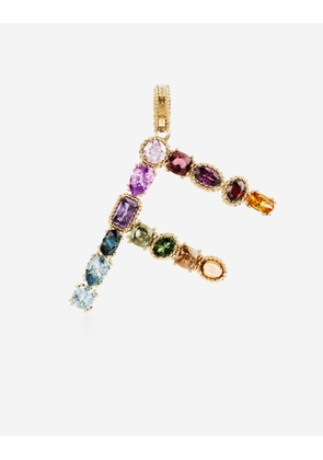 Dolce & Gabbana Charm F Lettering 18-carat Yellow Gold And Multicolored Gems - Woman Charms Gold Onesize