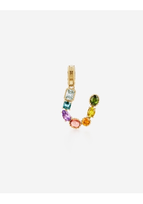 Dolce & Gabbana Charm U Lettering 18-carat Yellow Gold And Multicolored Gems - Woman Charms Gold Onesize