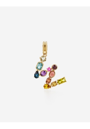 Dolce & Gabbana Charm W Lettering 18-carat Yellow Gold And Multicolored Gems - Woman Charms Gold Onesize